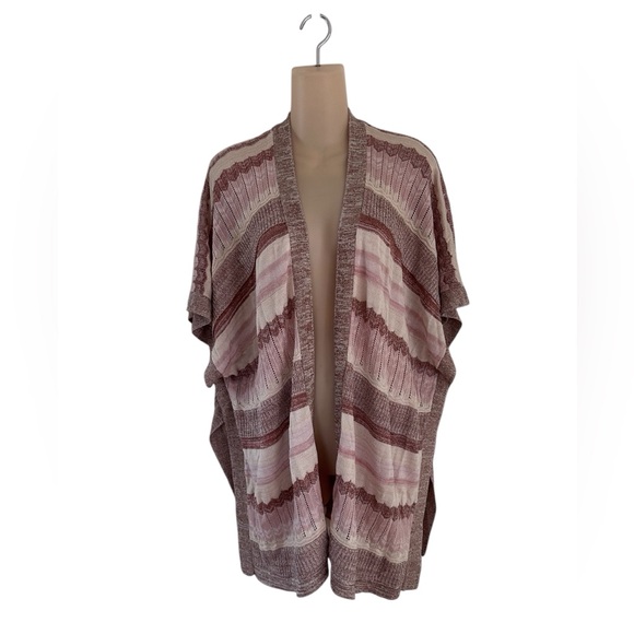 Chico’s Textured Shine Stripe Ruana Wrap Striped Open-Front Cardigan size S/M - Picture 4 of 13
